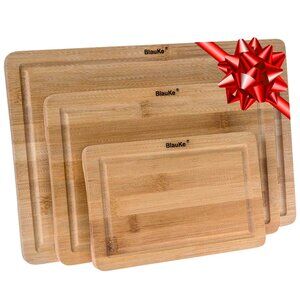 Wood Cutting Boards for Kitchen - Bamboo Cutting Board Set of 3
